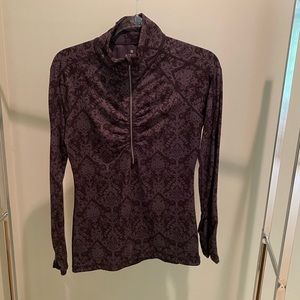 Athleta Half Zip | Black brocade | Small